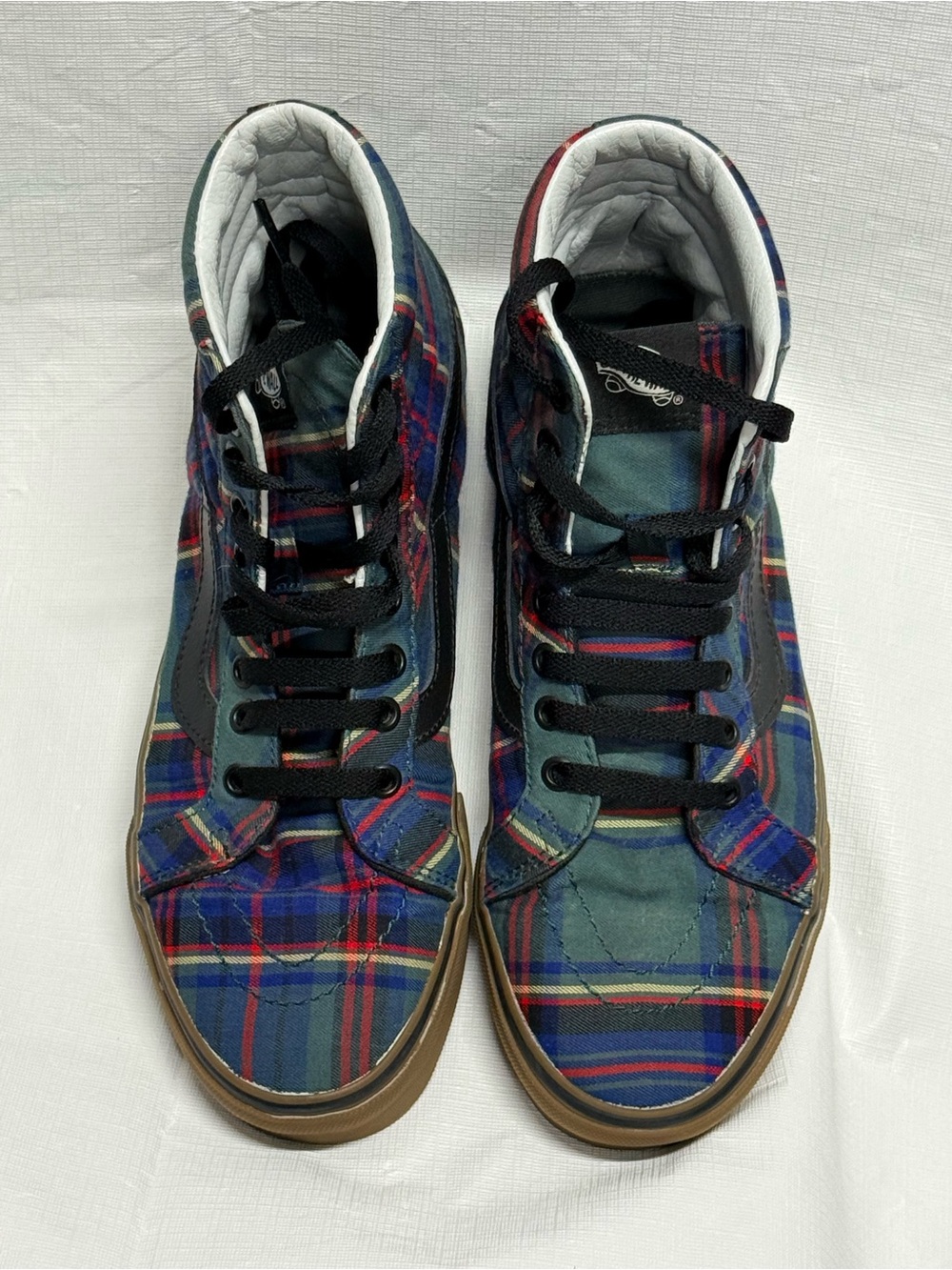 Vans Old Skool Plaid High-Top Sneakers in Blue, Green and Red